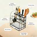 Universal Knife Block Holder, Kitchen Knife Holder Storage Organizer, Stainless Steel Cutting Board Rack Pot Pan Lid Holder for Countertop, Cabinet