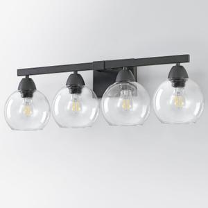 Bathroom Light Fixtures, 4-Light Black Vanity Light with Hand-Blown Globe Glass Shades, Bathroom Lights Over Mirror, Wall Sconces for Mirror, Kitchen, Bedroom