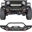 OEDRO Front Bumper Compatible with 2018-2025 Jeep Wrangler JL/JLU,20-25 Gladiator,Rock Crawler Bumper with Winch Plate Mounting & 4 x LED Lights