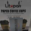LITOPAK 100 Pack 12 oz Paper Coffee Cups for Hot Chocolate Drinks, Black Disposable Coffee Cups with Lids, Sleeves and Stirring Sticks for Parties, Picnic, Travel, and Events