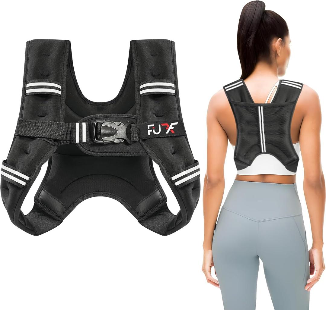 FUFF Weighted Vest 10lb Weights with Reflective Stripe, Weighted Vest for Men Women Strength Training Running Walking Jogging