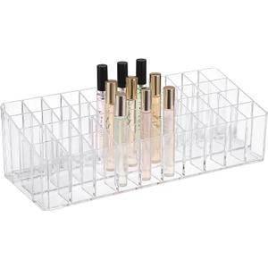 ELLDOO Rollerball Perfume Organizer, 44 Spaces Clear Acrylic Perfume Storage Holder Beauty Scent Holder, Essential Oil Storage Holder Organizer, Makeup Lipgloss Lipstick Display Case