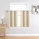 ChrisDowa Small Window Curtains for Kitchen and Bedroom - Grommet Short Thermal Insulated Room Darkening Curtains (2 Panels, Beige, 36 x 24 Inch)