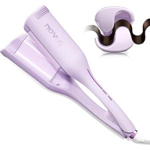 NOVUS Curling Iron Hair Crimper Waver - 1.4 Inch Anti-Scald Waves Curling Wand, Ionic Deep Waver Hair Curler Tool with Ceramic 2 Barrel for All Hair Types, Auto Shutdown Protection