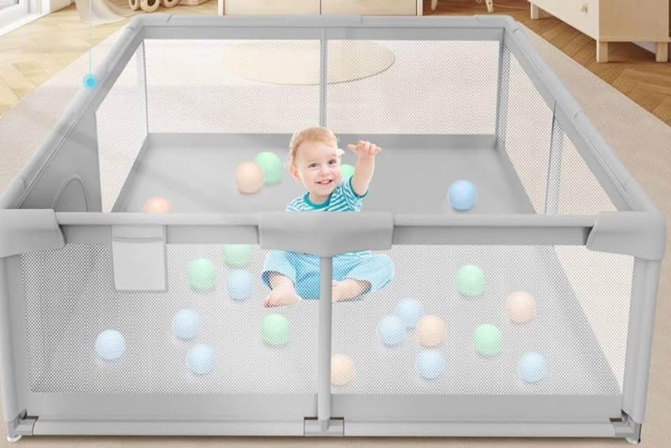 Baby Playpen Baby Playard, Play Pen for Babies and Toddlers with Gate, 50x50 Fence, Sturdy Safety Playpen, Indoor & Outdoor Kids Activity Center