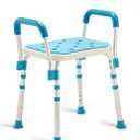 Health Line Massage Products Shower Chair Bath Seat for Seniors, Shower Stool with Removable Arms for Handicap, Disabled & Elderly - Adjustable Shower Bench for Tubs (FSA or HSA Eligible)