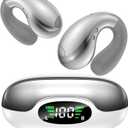 Ultra Open Ear Earbuds - Ergonomic Clip-On Earbuds, Bone Conduction Over-The-Ear Headphones with Waterproof Design and Secure Fit for Small Ears, Crystal Silver