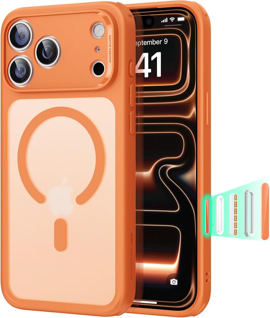 ESR for iPhone 17 Pro Case, Camera Control, Compatible with MagSafe, Shockproof Military-Grade Protection, Magnetic Phone Case for iPhone 17 Pro, Classic Hybrid Case, Frosted Orange