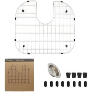 YORZSDI Kitchen Sink Grid 18-7/8" x 16-3/4" - Heavy Duty Kitchen Sink Protector with Built-in Strainer & Rear Drain, Non-Slip Rubber Feet & Scratch Resistant Bottom Guard