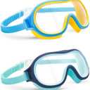 Aegend 2 Pack Swim goggles for Kids 3-15, Anti-Fog Anti-UV Wide Vision Waterproof, No leak Swimming goggles for Boys Girls (Cyan-blue & Yellow-blue)