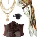 kasahara Pirate Costume Accessories Women Pirate Bandanas Head Scarf Eye Patch Medieval Corset Necklace Jewelry