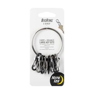 Nite Ize BigRing Steel S-Biner - Key Holder with Carabiners - Heavy-Duty Organizer with Black & Stainless Steel S-Biners - Key Ring & Keychain Accessories