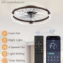 LEDIARY 20 Inch Low Profile Ceiling Fans with Lights and Remote, Fandelier Ceiling Fan Flush Mount, 3000K-6000K Dimmable LED Fan Light, Brown Modern Ceiling Fans with Lights for Bedroom
