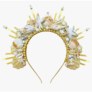 JeVenis Shell Sea Star Silver Headband Crown