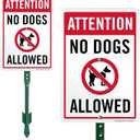 SmartSign 10 x 7 inch Attention - No Dogs Allowed LawnPuppy Yard Sign and 18 inch Stake Kit, 40 mil Laminated Rustproof Aluminum, Red, Blue and White, Set of 1, Made in USA