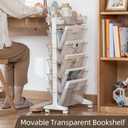 5 Tier Rolling Book Cart Multi-Functional Movable Storage Bookshelves