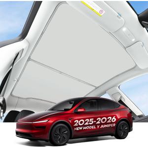 Roof Sunshade for Tesla Model Y Juniper 2026, Upgraded [Sag-Free] Sunroof Shade Roof Sun Shades for New Model Y Juniper Accessories [Heat Insulation/Reflection] 16Pcs Clips