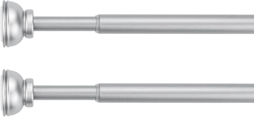 KXLIFE 2 Pack Spring Tension Rod, 1/2-inch Decorative Tension Drapery Rod for Window, Nickle, (17-26 Inches)