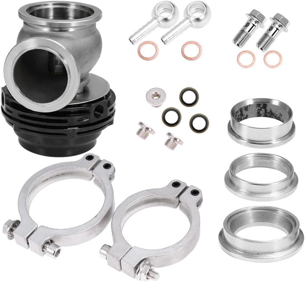 Turbo Exhaust Manifold External Black 38MM, Pressure Relief Valve Wastegate dump pipe valve Replacement for TIAL MVS Black With V-band And Flanges MV-S