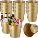 Didaey 24 Pcs Metal Beer Bucket Bulk Ice Bucket Ice Pails with Handle Champagne Soda Party Beverage Chiller for Summer Picnic Pool Wedding Party Supplies Wine Champagne Bar (7.1 x 6.5 x 5.1", Gold)