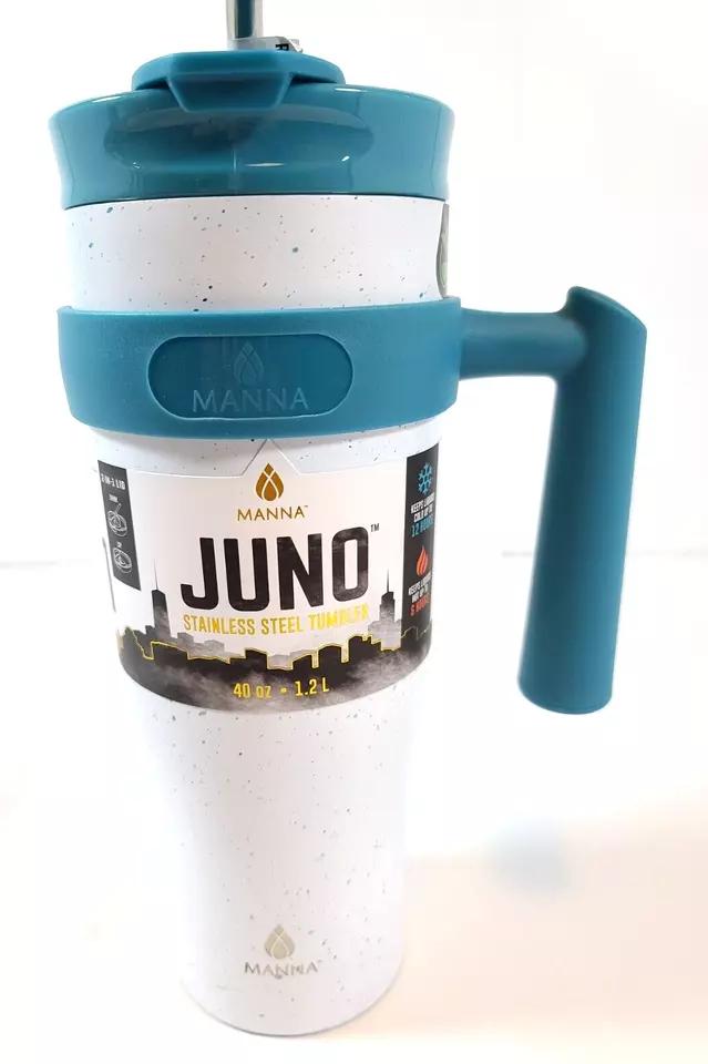 Manna Juno Tumbler Cup Mug 40 oz Light Green Speckle Straw Lid Stainless Steel