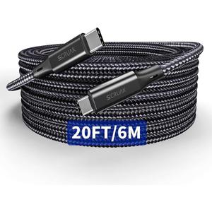 Extra Long iPhone 16 17 Charger Cable 20Ft, 16 Feet USB C to C Cable Fast Charging Nylon Braided iPhone 16 17 USB C Charger Cord for iPhone 16/17 Plus,16/17 Pro,16/17 Pro Max/iPad Pro/Air/Min 6