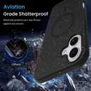 MZELQ for iPhone 16 Case, Compatible with MagSafe, Shower Black, Shockproof, Drop Proof, Ultra-Slim, Diamond Camera Protector, Screen Protector, Silicone Designed for iPhone 16 Case