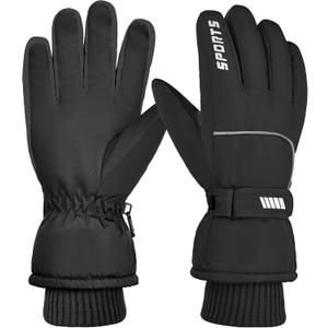 Winter Ski Gloves for Men & Women - Waterproof Thermal Windproof with Touchscreen,Non-Slip Grip for Outdoor Skiing Hiking Snowboard Pack Of 2, M, Black