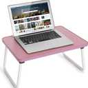 Lap Desks Laptop Tray for Bed or Couch, Breakfast Serving Tray with Folding Legs,Portable & Lightweight Mini Table, Laptop Stand for Working, Reading and Writing,Pink