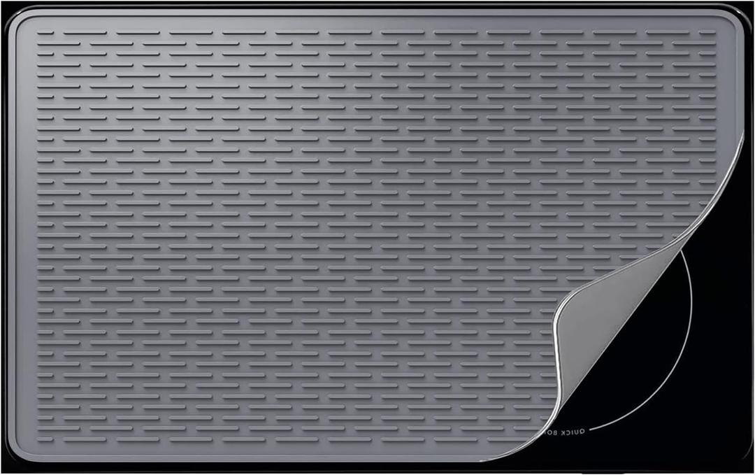 YUHFERA Stove Top Cover for Electric Stove - Silicone Stove Mat for Glass Top, Glass Cooktop Protector, XL Dish Drying Mats For Kitchen,Oven Covers for Electric Stove (Gray,36 x 21)