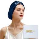 ZIMASILK 100% 22 Momme Mulberry Silk Bonnet for Sleeping Women, Breathable Silk Hair Wrap for Premium Hair Protection - Reducing Friction (1Pc, Navy) (One Size)