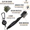 Ace Golf Brush and Club Groove Cleaner, 2 Ft Retractable Zip-line Aluminum Carabiner, Bonus Brush Cover, Lightweight, Stylish, Ergonomic Design, Premium Tour Grade, Easily Attaches to Golf Bag