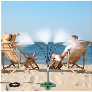 Moukiween Stand Misters for Outside Patio with Adjustable Riser Tube (up to 46in) - 4 Brass Nozzles and 26FT Line Standing Misting Cooling System for BBQ, Patio, Pool, and Water Activities
