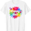 Happy Holi T Shirt for Women Men Kids Color India Hindu Gift TShirt Size L