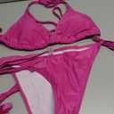 OYOANGLE Women's Plus Size 4 Piece Crochet Swimsuit Triangle Halter String Bikini Set with Cover Up Beachwear,1XL