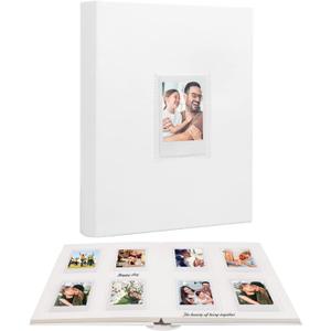 128 Pocket Photo Album with Writing Space and Front Window, 3 Inch Picture Book for Polaroid Compatible with Fujifilm Instax Mini 12 11 9 8 7+ 99 40 Instant Camera,K-pop Photocards (White)