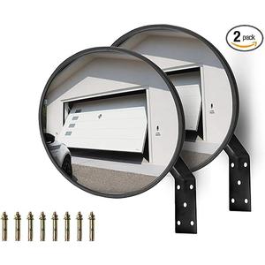 CNQLIS 8 Inch Convex Mirror Outdoor with Adjustable Wall Fixing Bracket, Blindspot Traffic Mirror for Driveway Garage Park Outdoor Wide Angle View Curved Security Blind Spot Mirrors 1 Pack