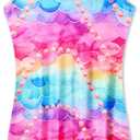 Nymphperi Girls Gymnastics Leotards Toddler Sleeveless Tank Biketards Tumbling Dance Unitards for Kids Class Training (8-9 Years, Pink Green)
