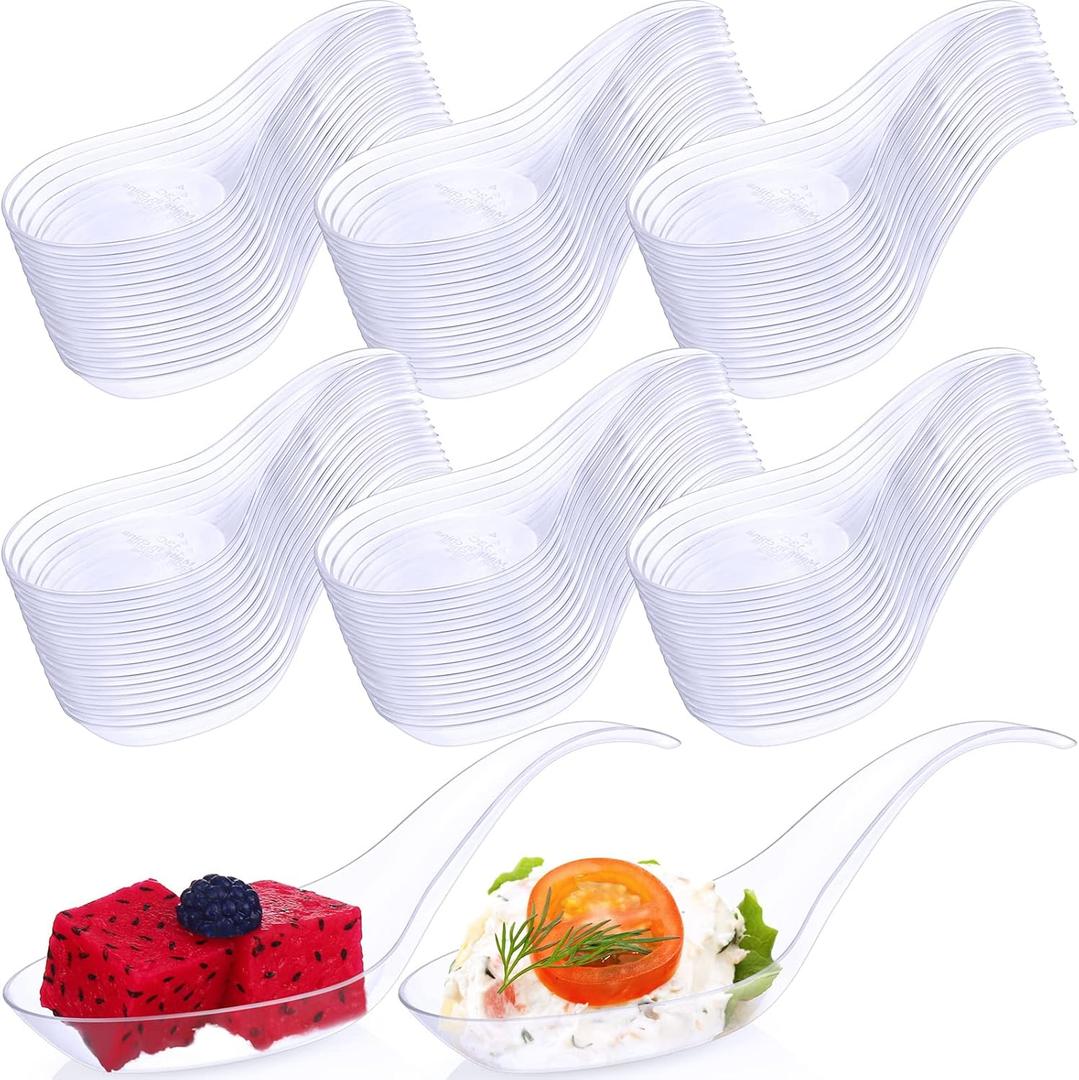 400 Pcs Plastic Spoons, Disposable Mini Tasting Desserts Ice Cream Sample Spoons Bulk, Clear Appetizer Plates for Soup Sushi Pudding Party Wedding 4. 72 x 0. 98 Inch
