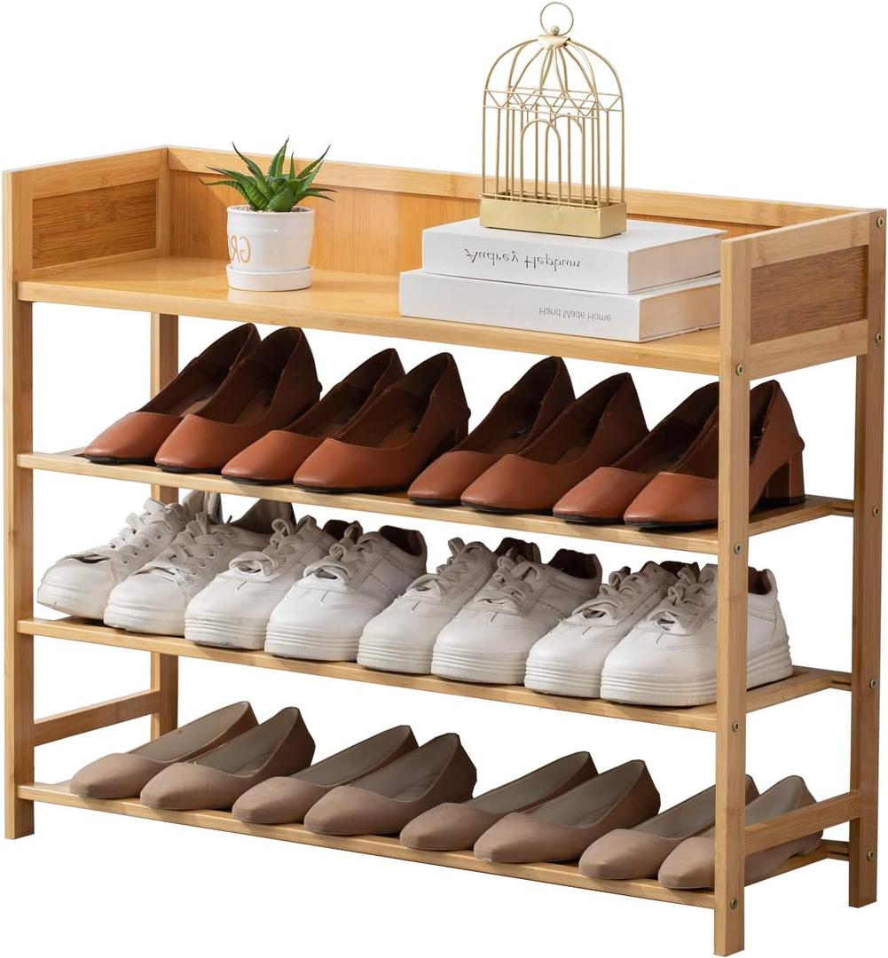 latifolia Bamboo Shoe Rack, 4-Tier Shoe Rack Organizer for Entryway, Living Room(Nature, 31.4''L), 4 Tier-31.50''L