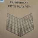 Dog Playpen, 40 in(H) Pet Fence Outdoor for Rv Camping, Garden Fence Animal Barrie for Yard, Total 8 Panels with Gate 18.6Ft(L) Black Metal Temporary Fencing
