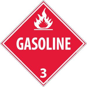 NMC DL134R National Marker Dot Placard Gasoline Sign 3, 10.75 Inches x 10.75 Inches, Rigid Plastic