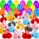 36 Pack Easter Eggs Filled Plush Bunny Toys, Mini Colorful Bunny Egg Fillers for Kids Toddler Boys Girls Easter Egg Hunt Classroom Prize Supplies Basket Stuffers Easter Party Favors