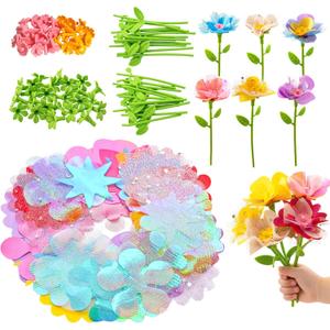 Fabric Flowers for Crafts Refill Kit - DIY Flower Bouquet Accessories with 180 Colorful Parts for Flower Maker - DIY Arts and Crafts Toys for Girls