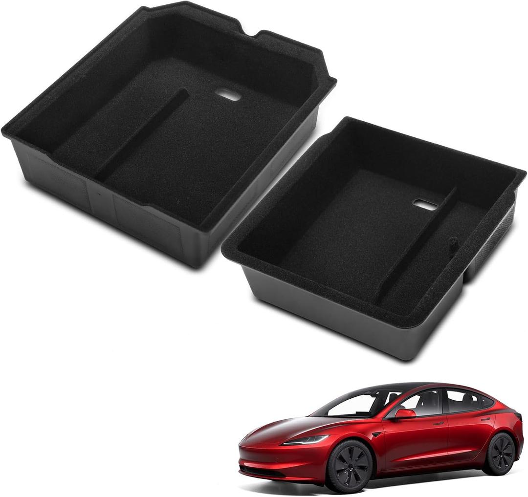 2 x YHTAUTO Center Console Organizer Tray Armrest Drawer Organizer for Tesla Model Y Juniper 2025 2026(Premium & Performance), Tesla Model 3 Highland 2024 2025 2026 Center Console Tray Storage Accessories