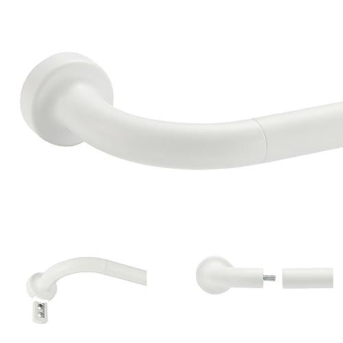 Matte White Disc Curtain Rods, 84-144 Inches Window Curtain Rod,Adjustable Room Darkening Drapery Rod with Aluminum Finials and Brackets,Wrap Around Design