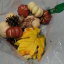 23Pcs Fake Pumpkins Fall Thanksgiving Decorations,Plastic Pumpkins with Acorns,Maple Leaves,Pine cones,Berries, Artificial Mini Pumpkin Decorating Harvest Home Decor Centerpiece Table Decorations