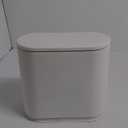 Sooyee 10 Liter Rectangular Plastic Trash Can Wastebasket with Press Type Lid,2.4 Gallon Garbage Container Bin for Bathroom,Powder Room,Bedroom,Kitchen,Craft Room,Office (Cream White)