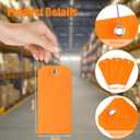 100 Pieces 3x6 inch Large Plastic Shipping Tags with String Heavy Duty Waterproof Hang Tags with String Attached Writable Wire Tags Labels for Luggage Garage Inventory Car Parts (Orange)