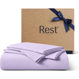 REST Evercool+ Starter Sheet Set, Queen, Lavender, Breathable Bed Sheets for Hot Sleeper and Night Sweats, with Pillowcases, Ionic+ Self-Cleaning Silver Yarn for Sensitive Skin, 3PCS No Flat Sheet